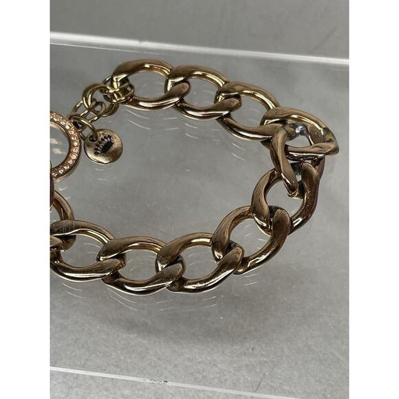 Juicy Couture Toggle Clasp Rose Gold Charm Bracelet Crystal Charm - Picture 2 of 5